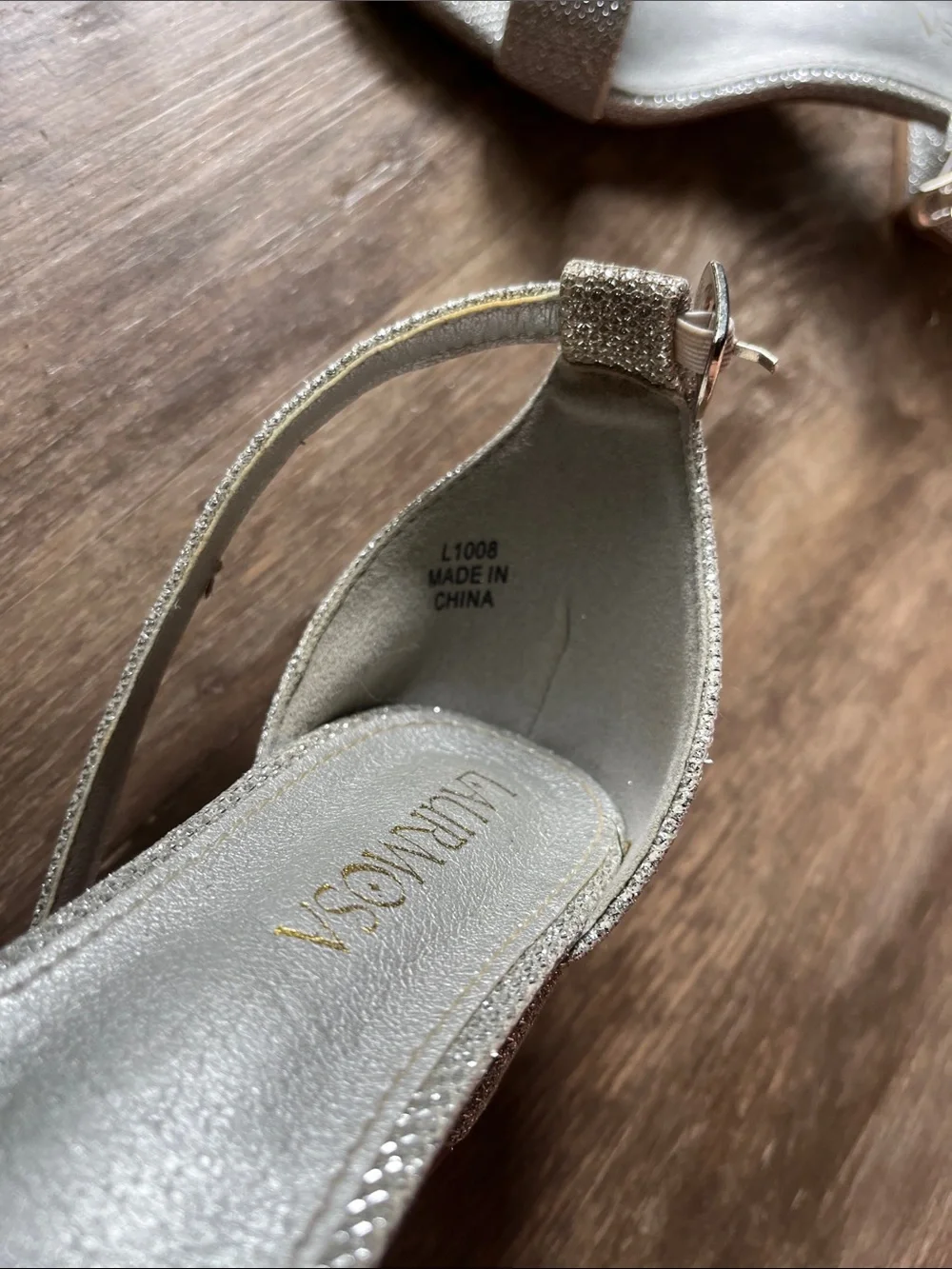 Girls' Sparkle Silver Dress Sandals with Low Block Heel